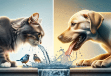 cat and dog sharing water